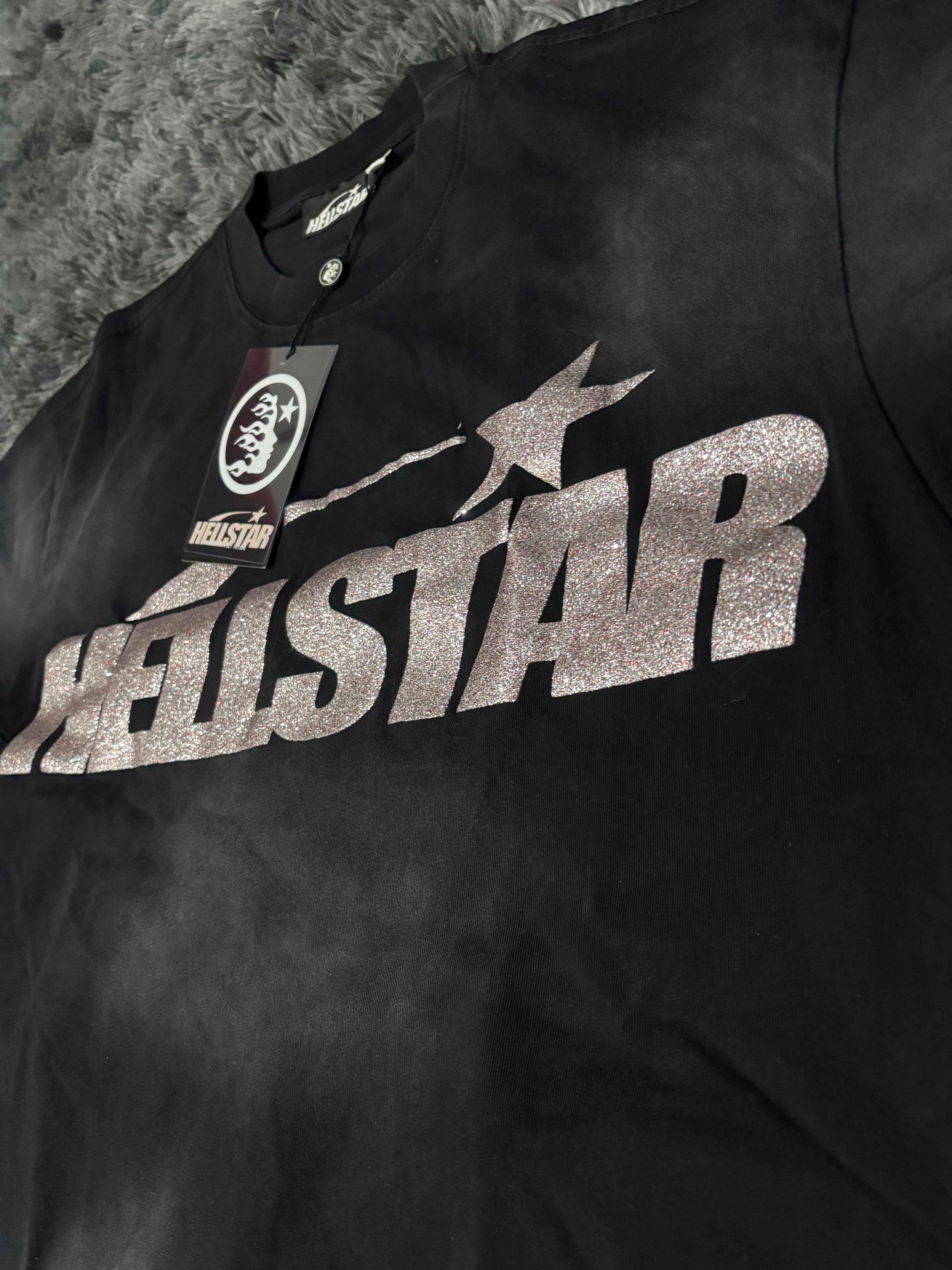 HELLSTAR CLASSIC LOGO GLITTER BLACK CAMISETA