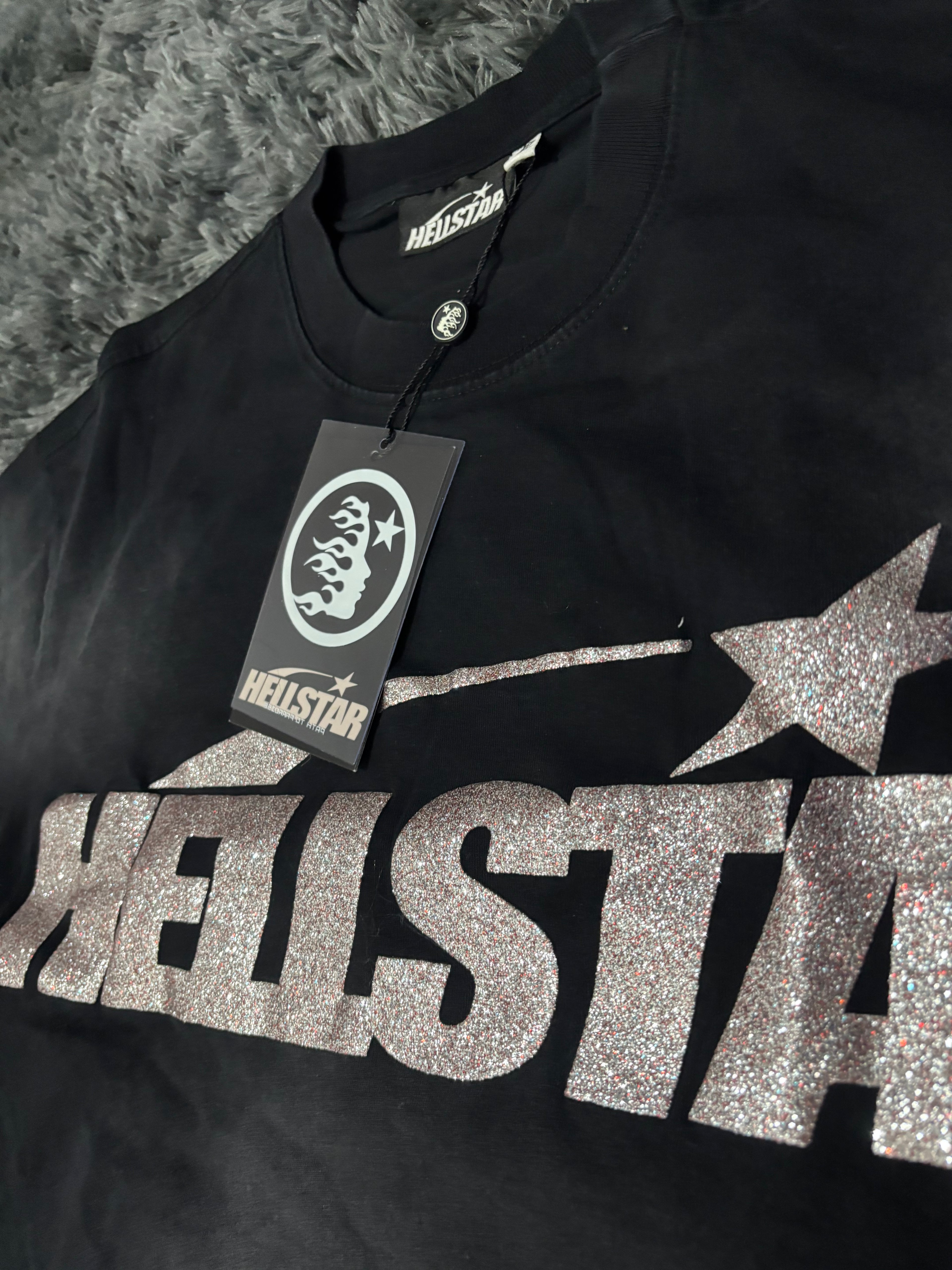 HELLSTAR CLASSIC LOGO GLITTER BLACK CAMISETA