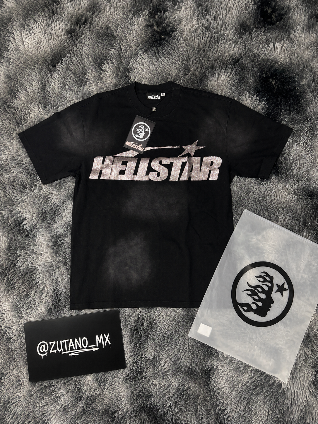 HELLSTAR CLASSIC LOGO GLITTER BLACK CAMISETA