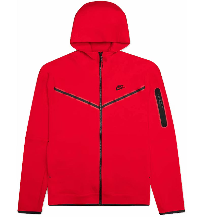 NIKE TECH FLECCE RED HOODIE